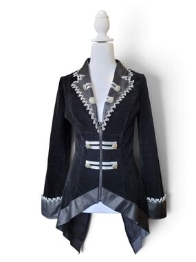 Leg Avenue Steampunk Velvet Tail Coat Military Style Costume Black Small